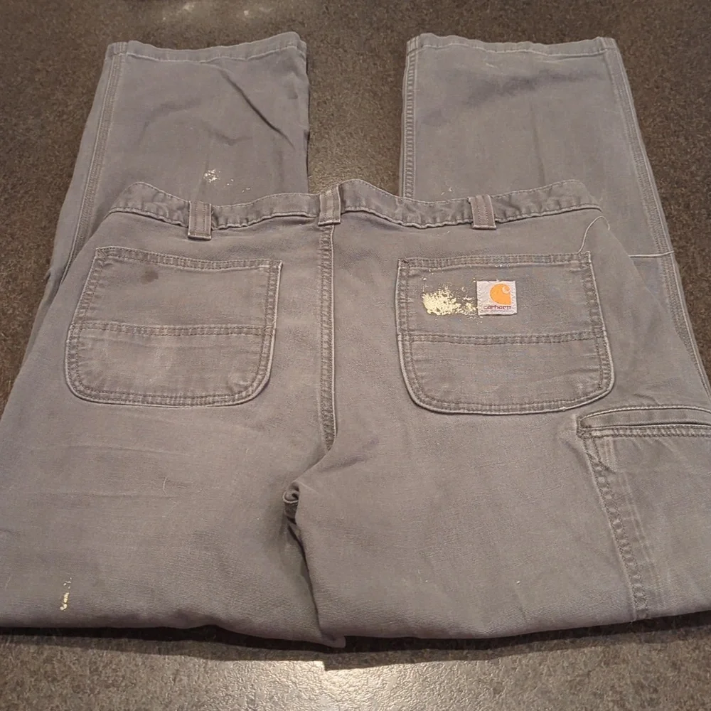 Carhartt Rugged Flex Canvas Work Pant With Caulking And Grease Marks - Picture 10 of 12